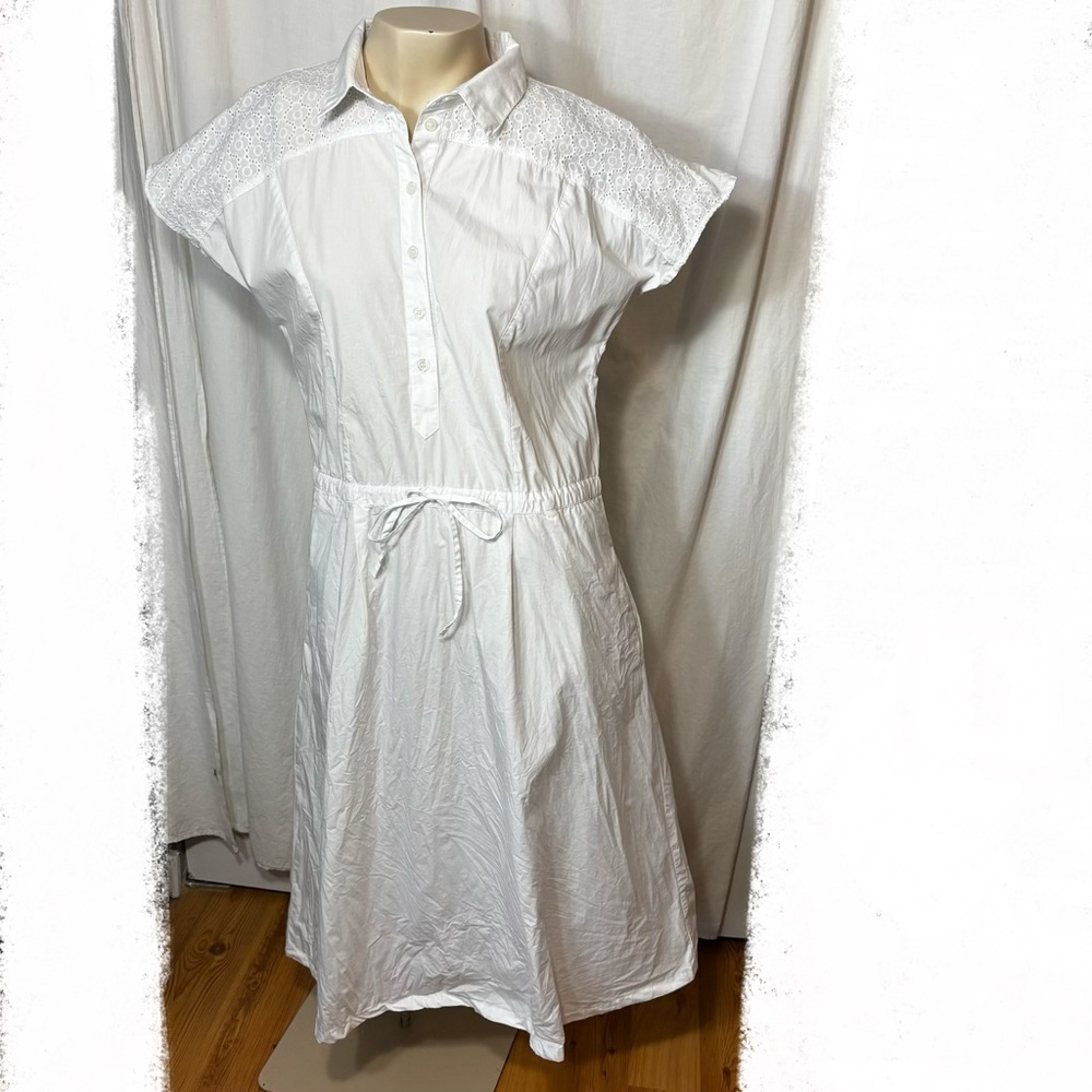 Women’s Le Bon Marche Rive Gauche white shirt dress lace cotton size 38